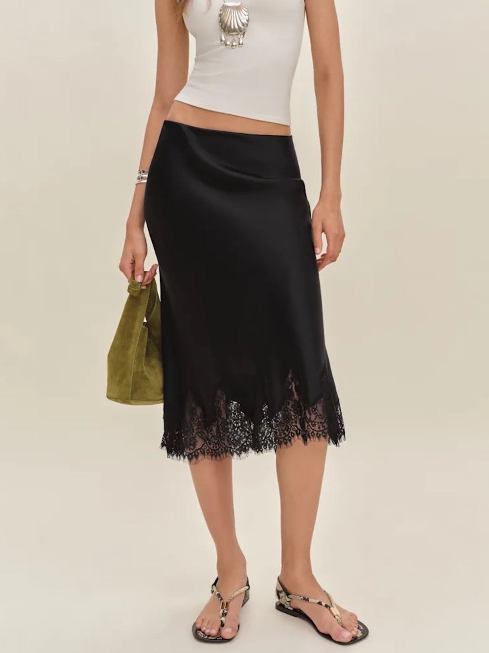 REFORMATION Carolina Silk Skirt